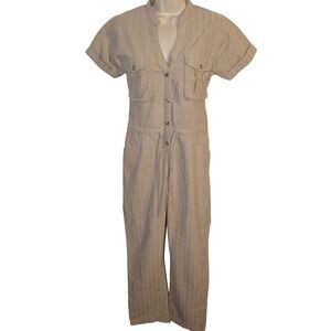 &Merci Linen Blend Stripe Jumpsuit Sz S